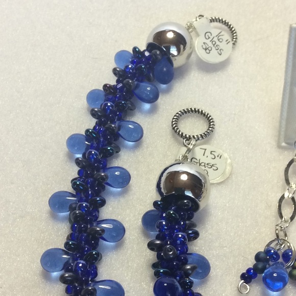 FINAL SALE PRICE Designer OOAK Blue Teardrop 3 Pc. Jewelry Set - Picture 4 of 5